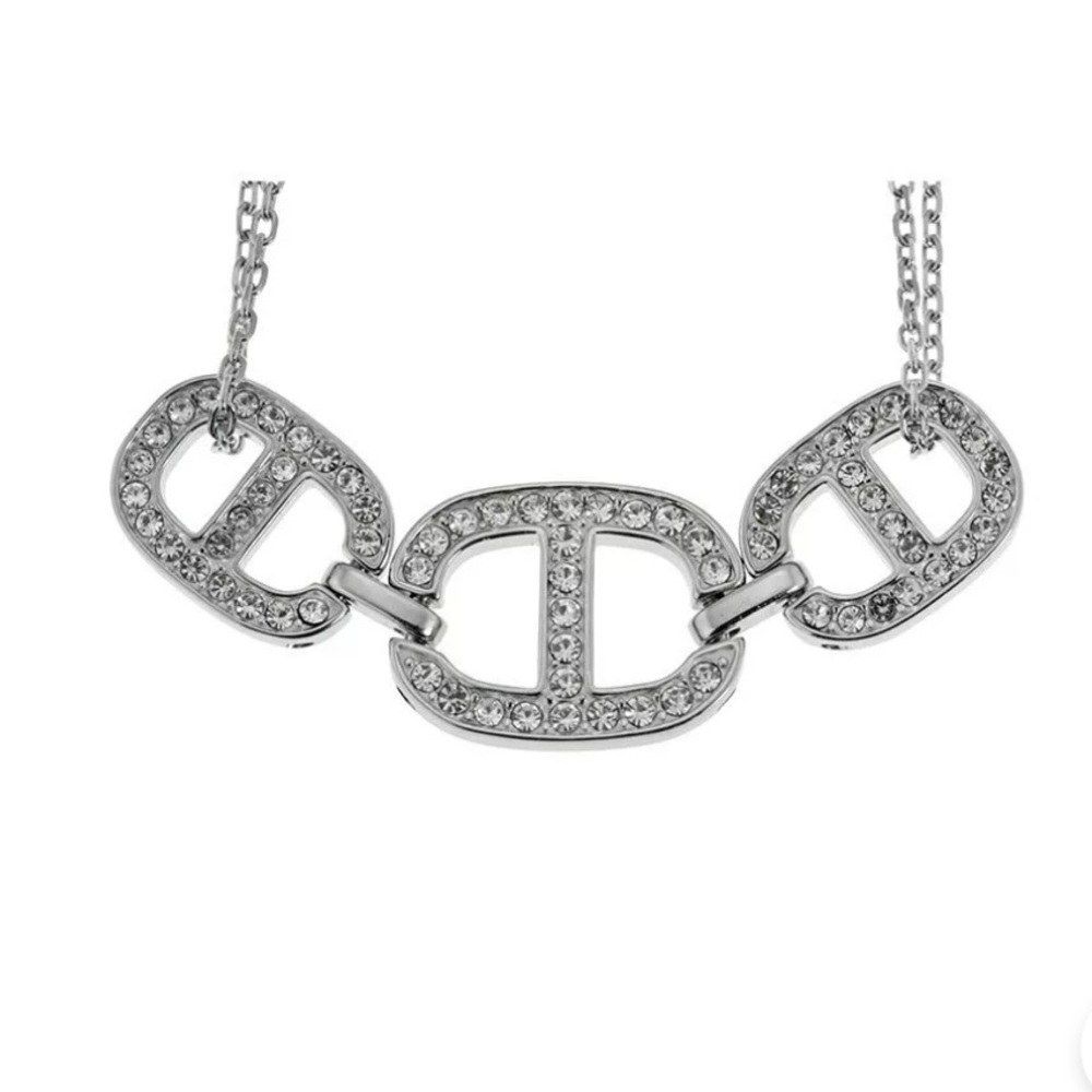 Michael Kors Necklace Silver Plated Crystal - Picture 1 of 5